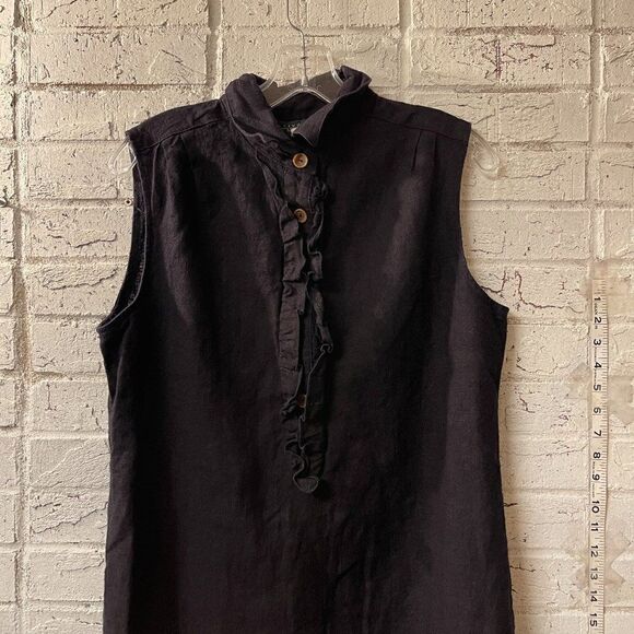 Harve Benard Linen Sleeveless Ruffle Dress 12 - Picture 1 of 8